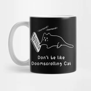 Doomscrolling Cat (Black) Mug